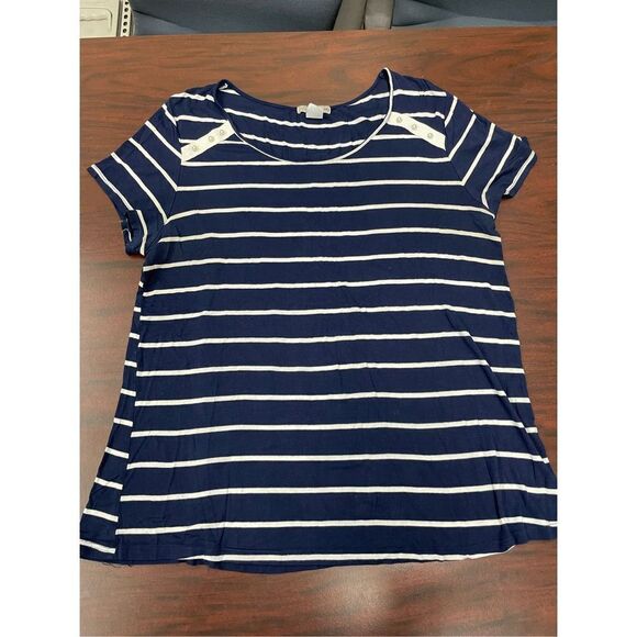 Ultra Teeze Navy Stripe Short Sleeve Tee with Pearls Size 2X - Picture 1 of 6